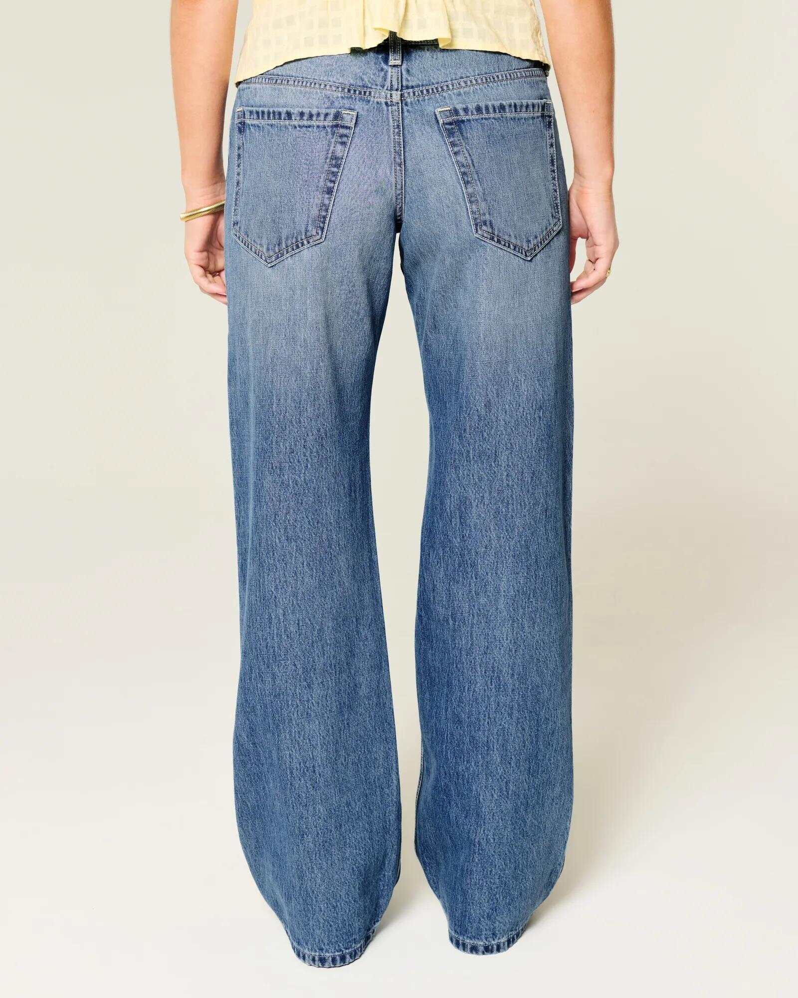Low-Rise Dark Wash Baggy Jeans