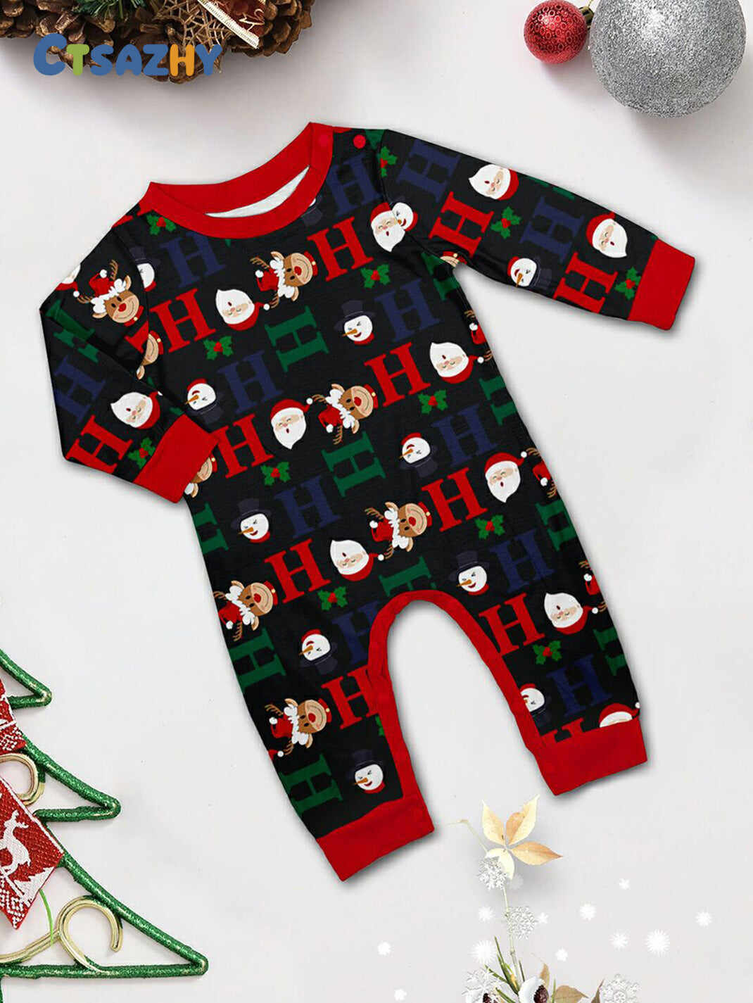 Christmas Deer & Santa Family Matching Pajama Set