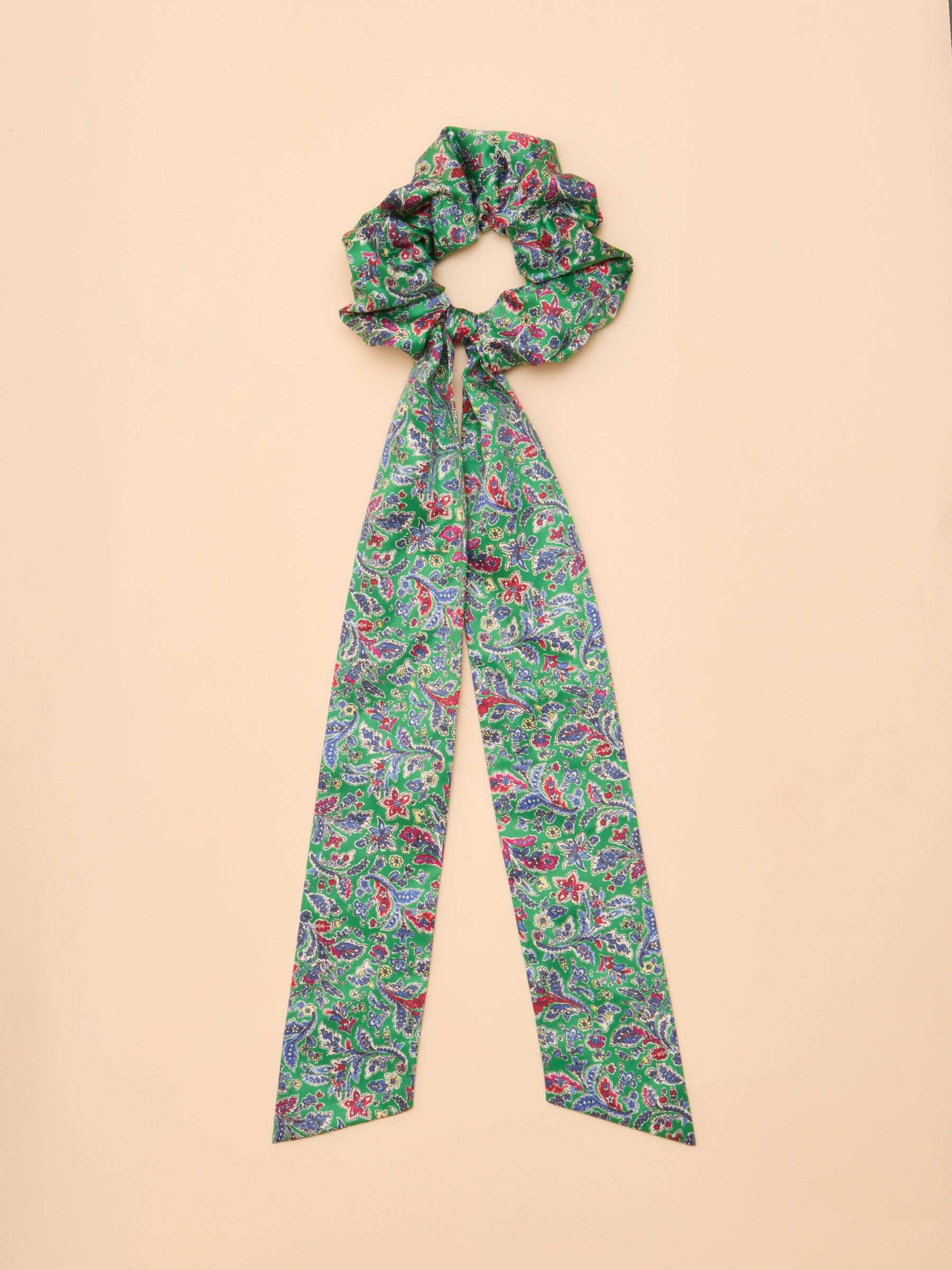 Elissia Green/Pink Scarf Scrunchie