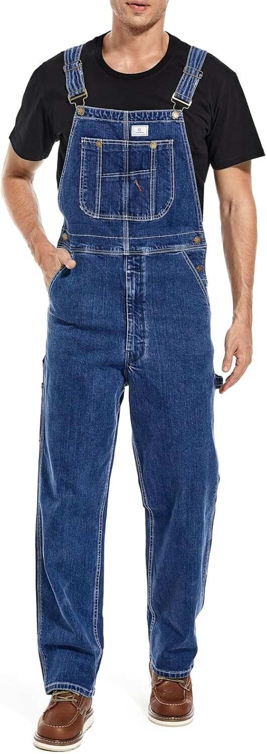 🔥Flash Sale🔥Men's Denim Bib Overalls, Workwear with Adjustable Straps and Convenient Tool Pockets