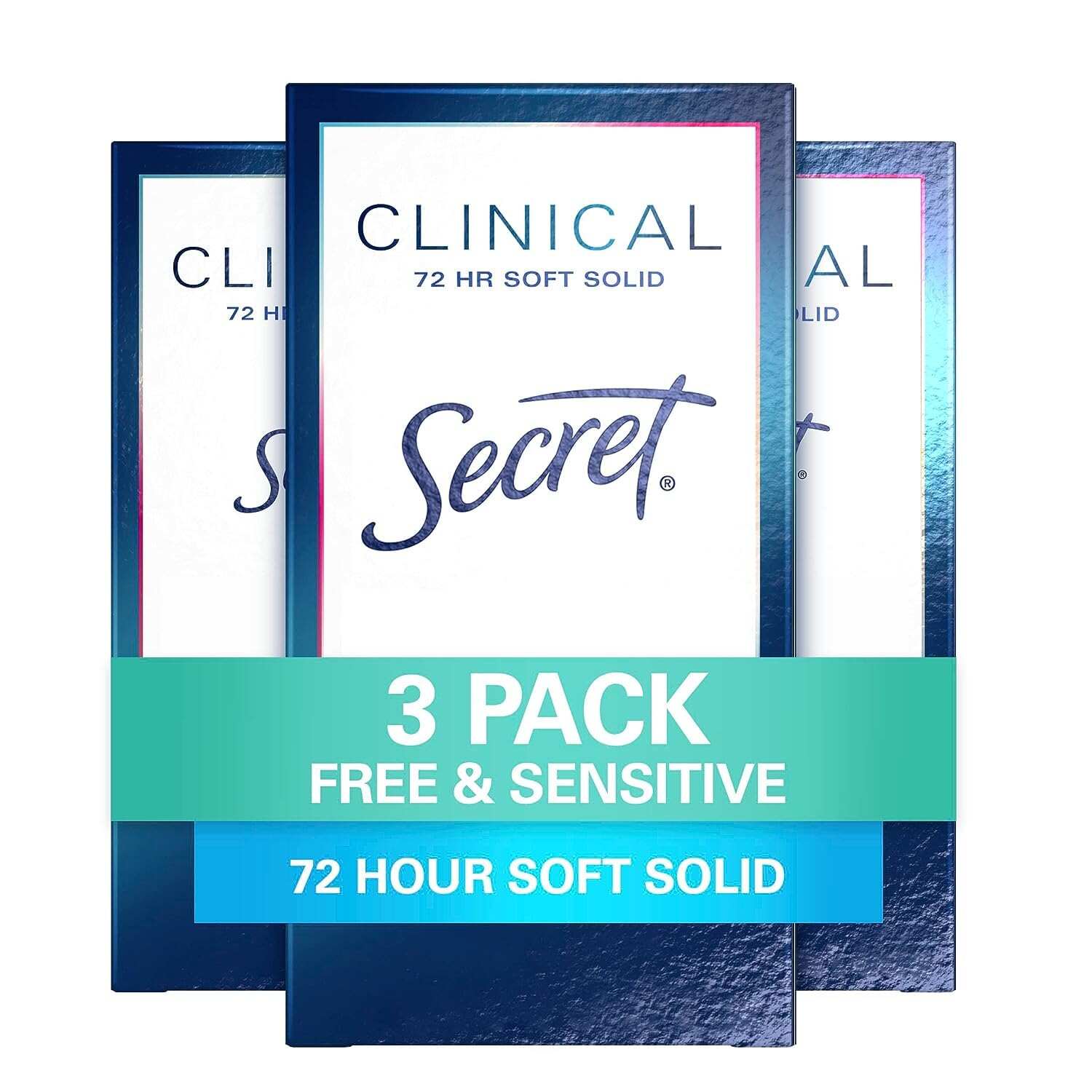 Secret Clinical Strength Antiperspirant and Deodorant Women, Soft Solid Stress Response, 72 Hr Sweat Protection, 1.6 oz (Pack of 3)