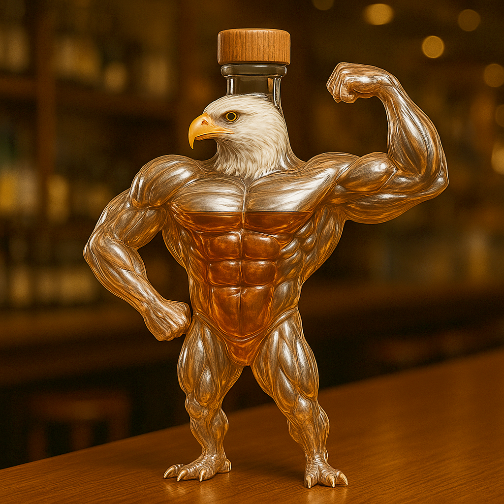 Bodybuilding Bald Eagle Whisky bottle