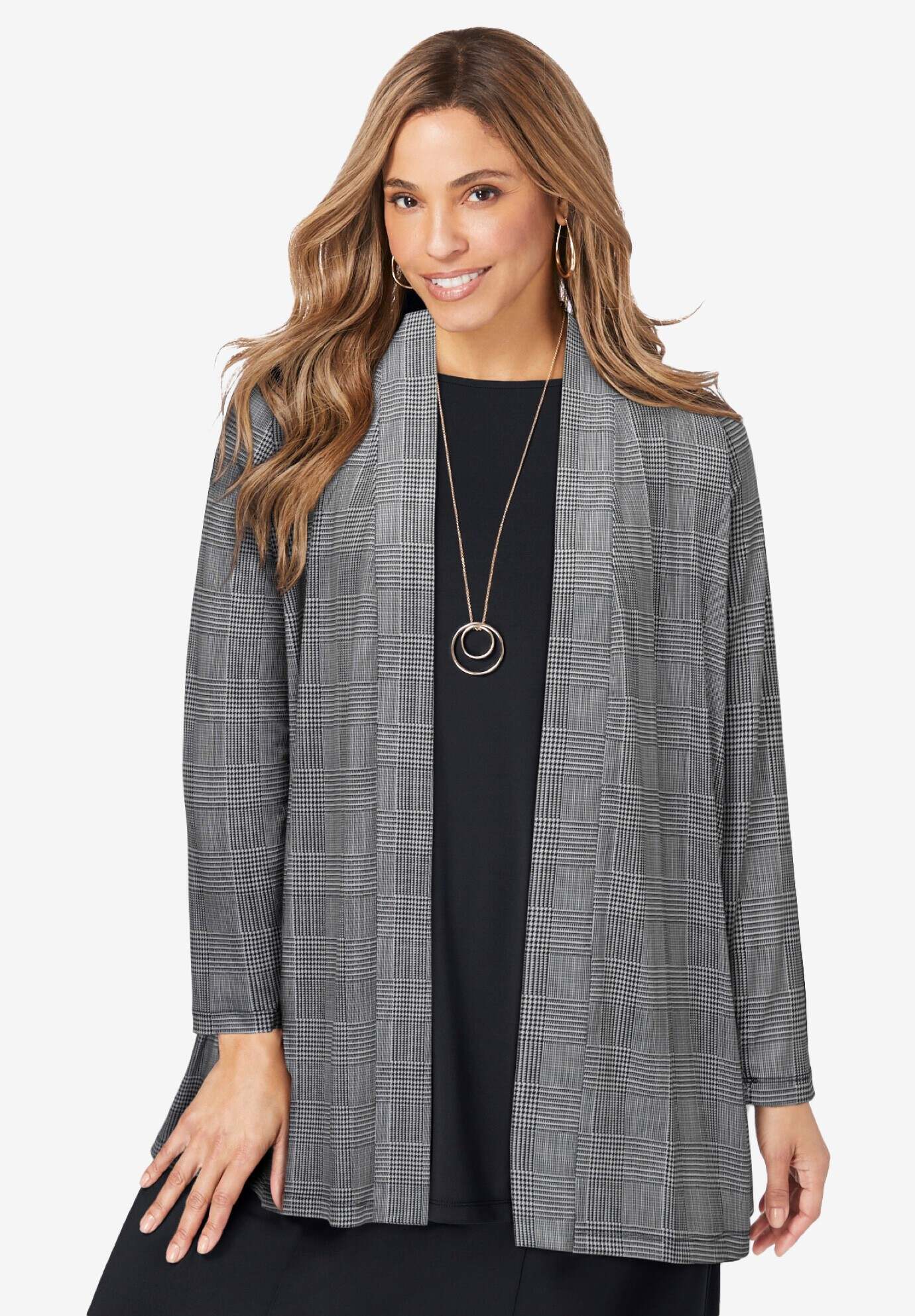 Stretch Knit Open Front Knit Topper