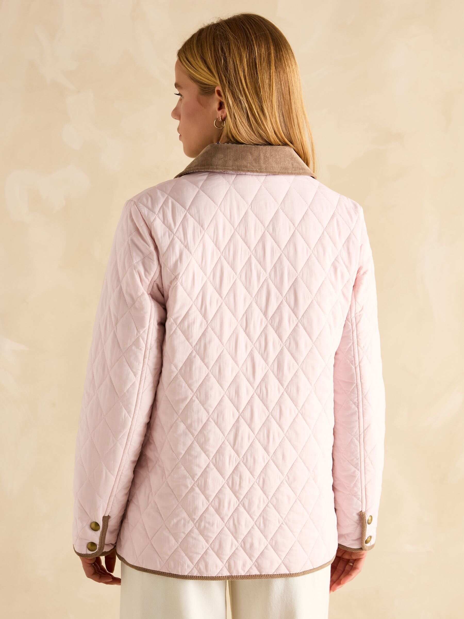 Quinn Pink Showerproof Diamond Quilted Coat