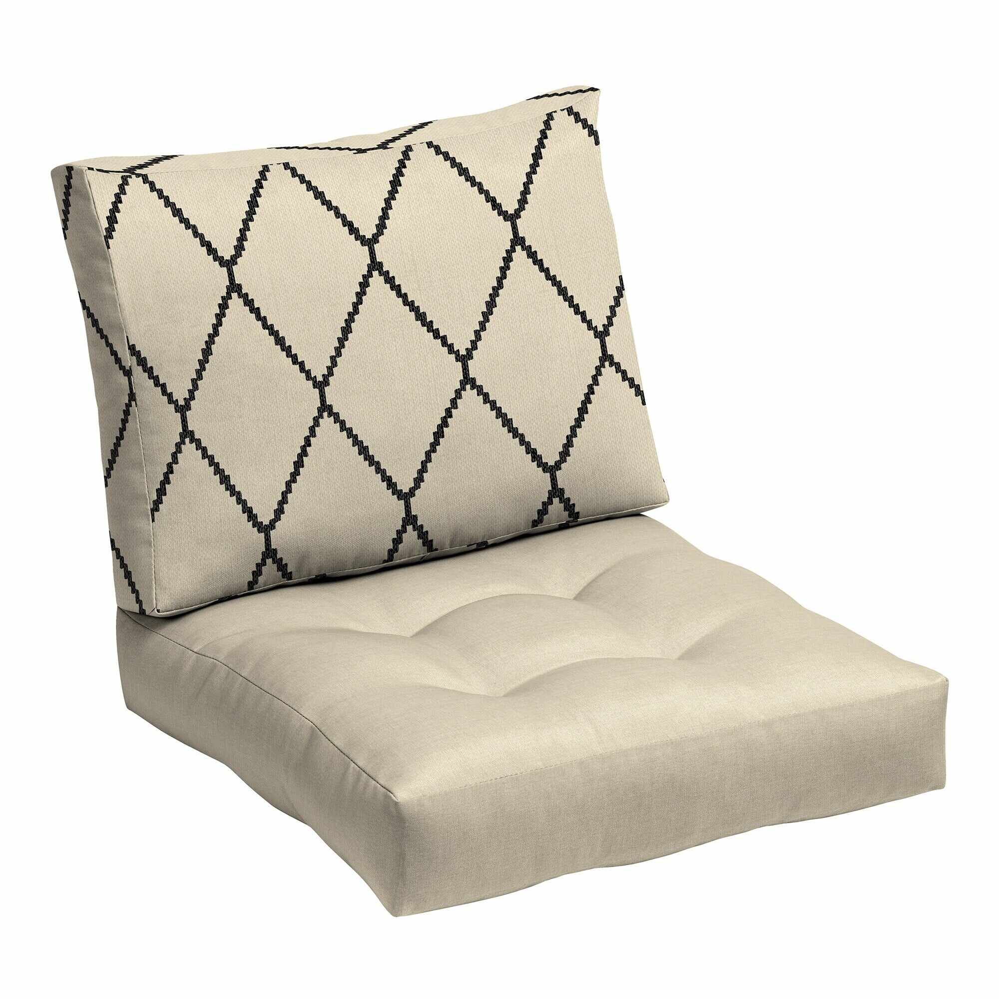 ARDEN Outdoor Plush Modern Tufted Blowfill Deep Seat Set, 24 x 24