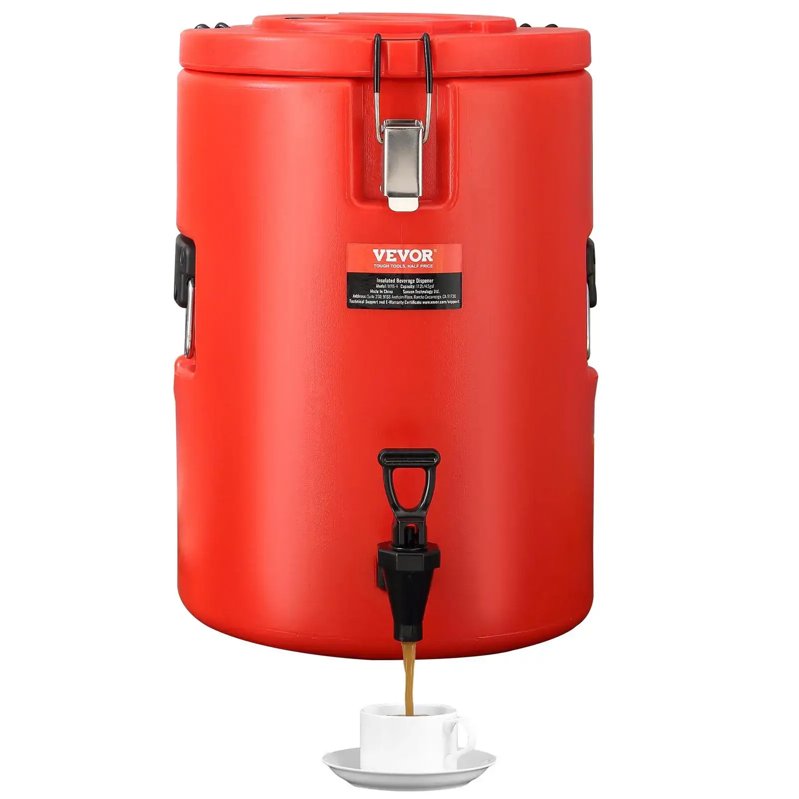 Stainless Steel Insulated Beverage Dispenser,  4.5 Gallon 17.2 Liter, Thermal Hot and Cold Drink Server Dispenser with Spigot Handle, Food-grade for Hot Tea Coffee Water Restaurant Drink Shop