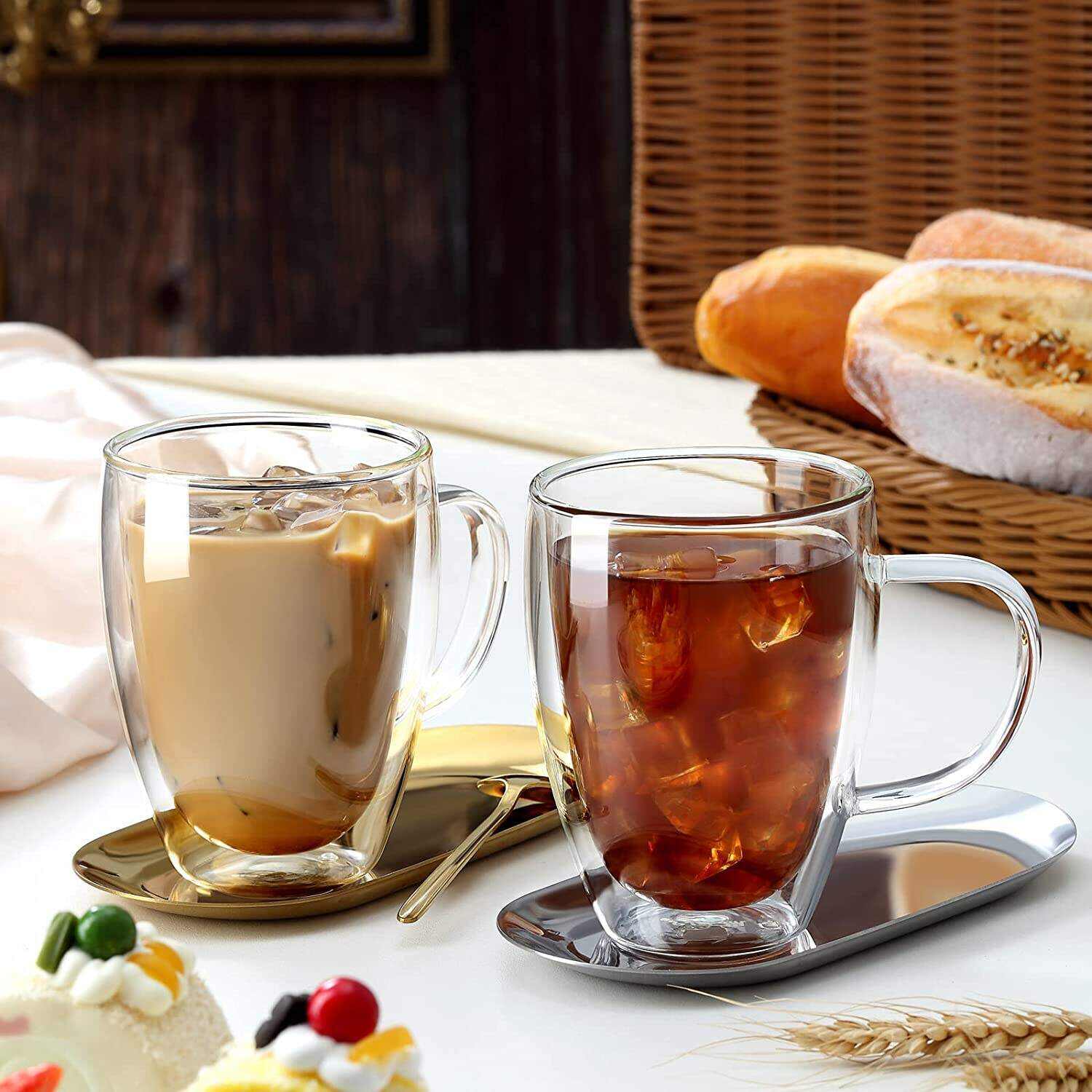 Espresso Cups With Handle,Espresso Shot Glasses,Clear Expresso Coffee Cups,Double Wall Insulated Espresso Mugs,Microwave Dishwasher Safe,Suit for Espresso Machine