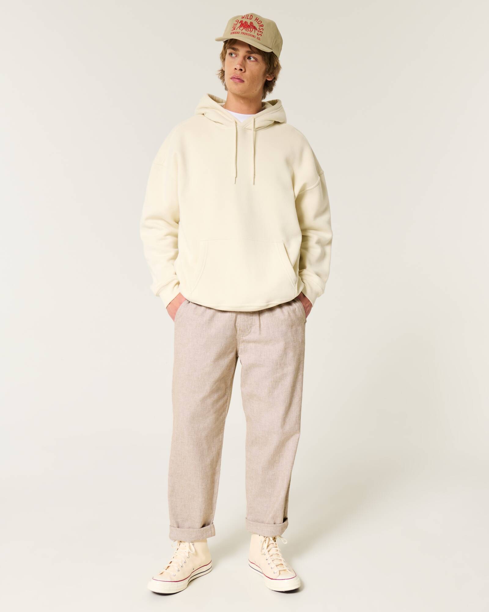 Linen-Blend Loose Pull-On Pants