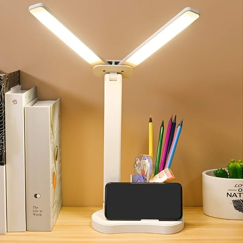 1pc LED Double Swing Arm Table Lamp,adjustable Brightness And Color Temperature