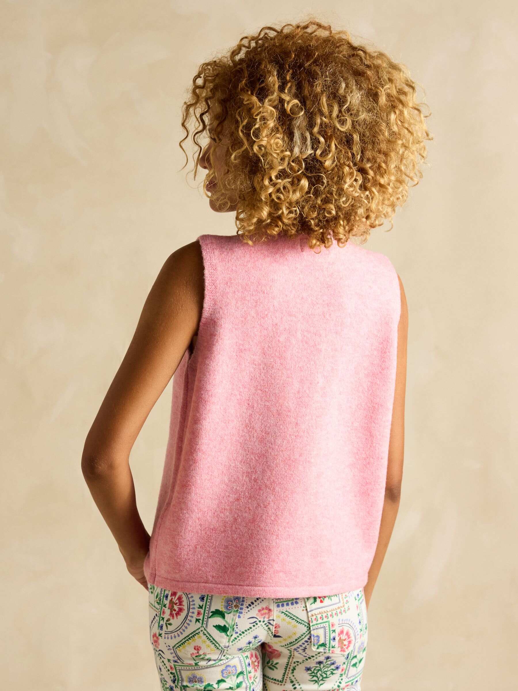 Holly Pink Button Through Knitted Vest