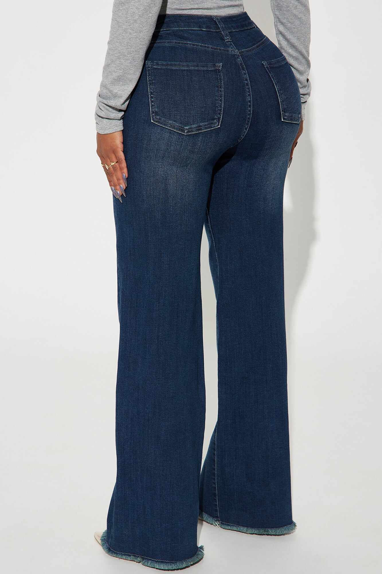 Becky Basic Stretch Straight Leg Jeans - Dark Wash