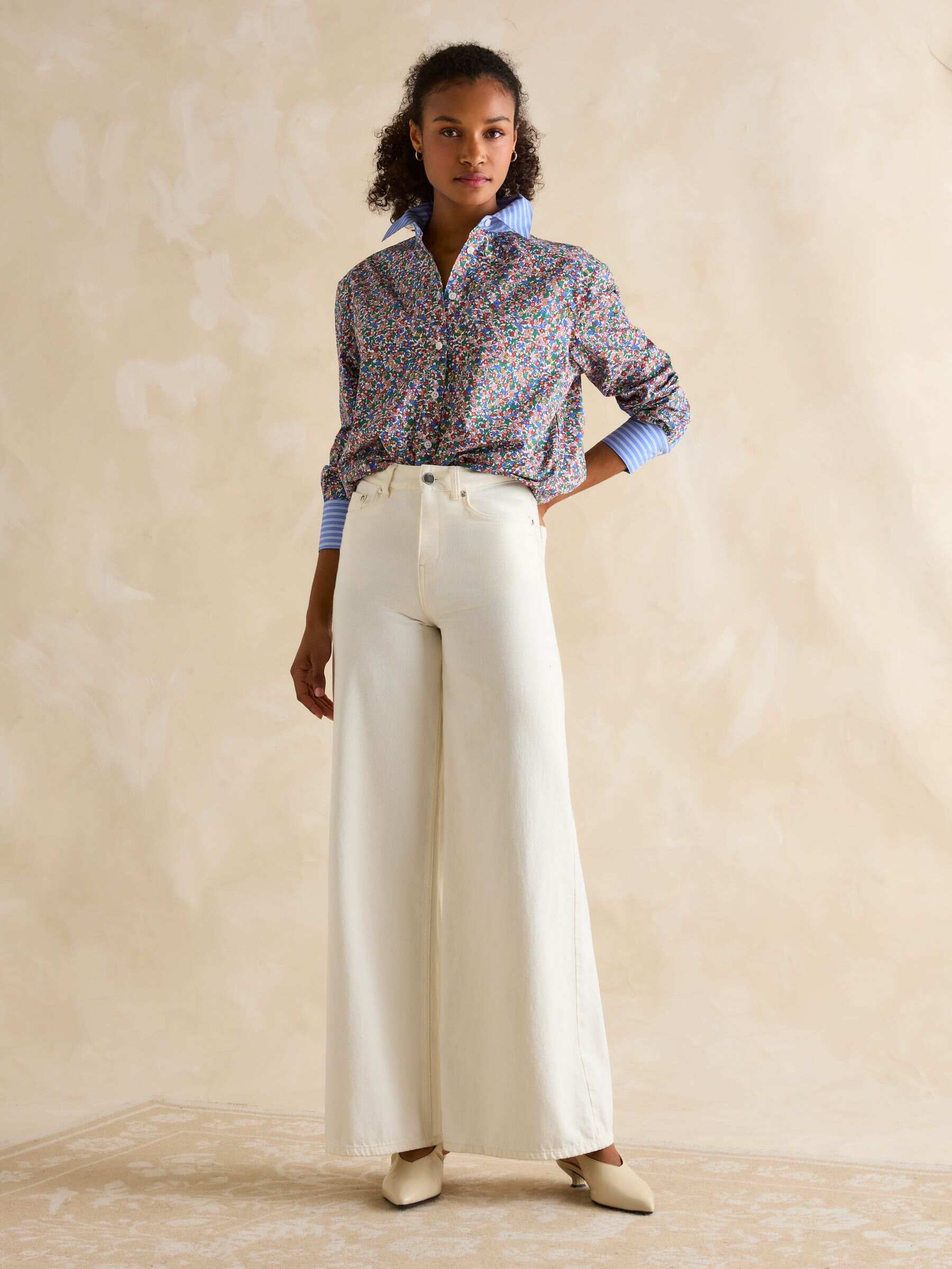 Amilla Ditsy Print Longline Relaxed Fit Shirt