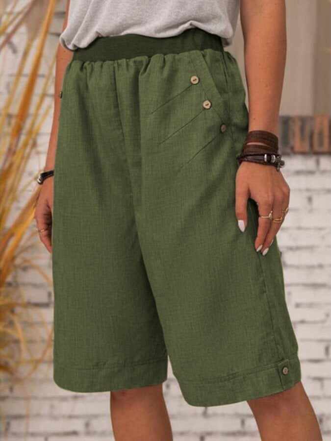 Women's Pure Color Casual Cotton Shorts