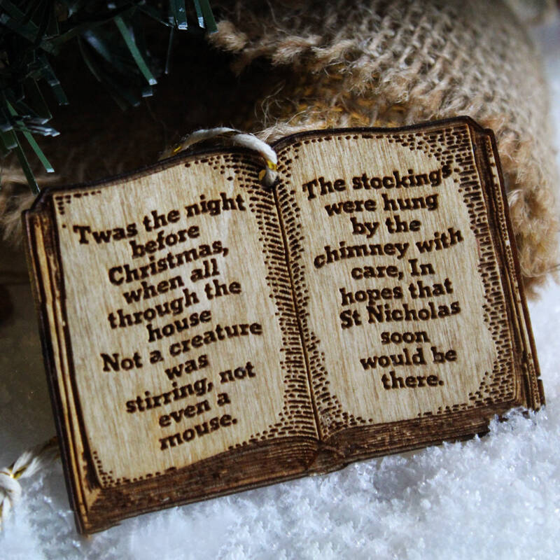 Night Before Christmas Bauble Book Vintage Poem Ornament