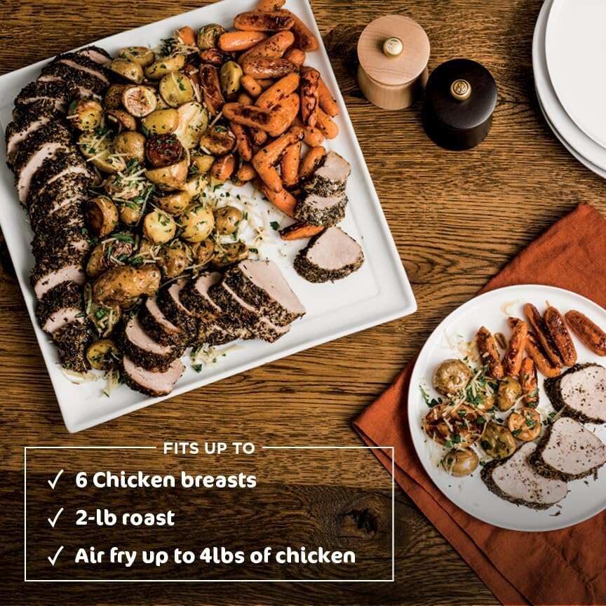 Air Fryer Toaster Oven Combo | 8-in-1 Functionality | Flip Up & Away for Storage Space | Air Fry Basket, Sheet Pan, Wire Rack & Removable Crumb Tray |1800 Watt | Stainless Steel | SP151