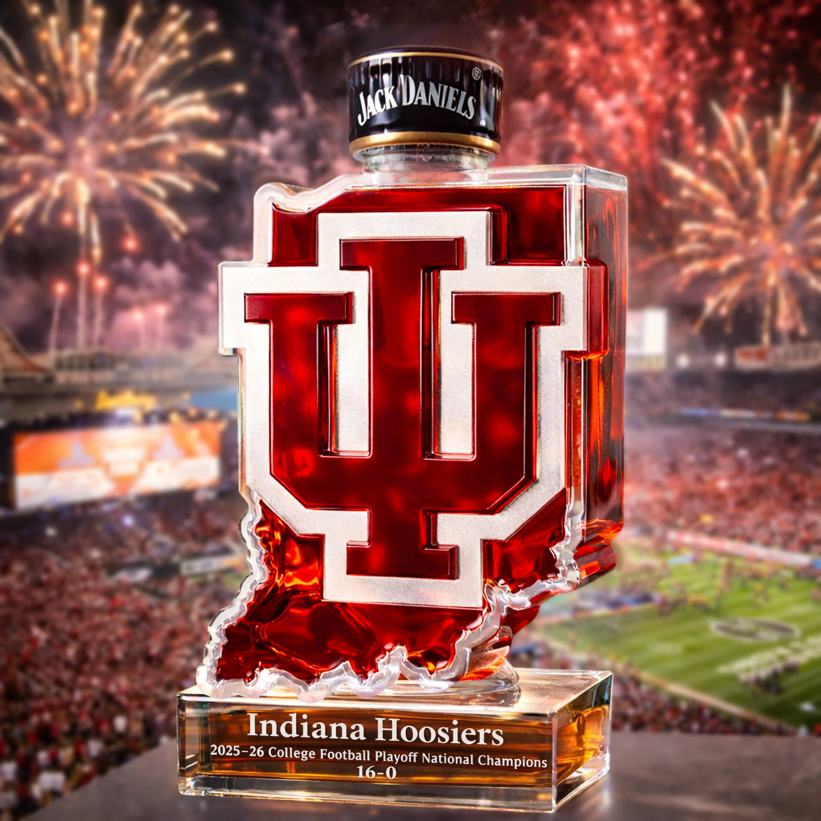 👑🥃 Indiana Hoosiers – 2025–26 CFP National Champions Whiskey Bottle