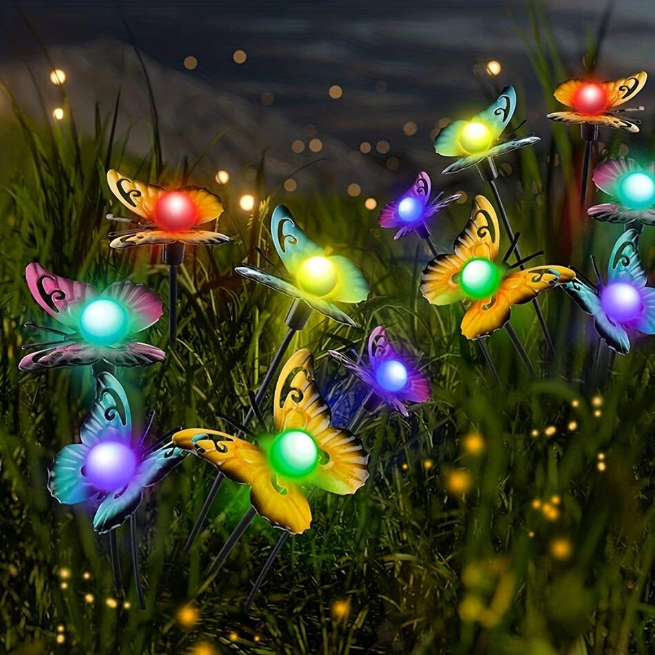 1pc Solar Floor Light, Waterproof Bionic Ground Plug Light, Decorative Iron Butterfly LED Floor Lamp, For Garden Landscape Lawn & Outdoor Decoration
