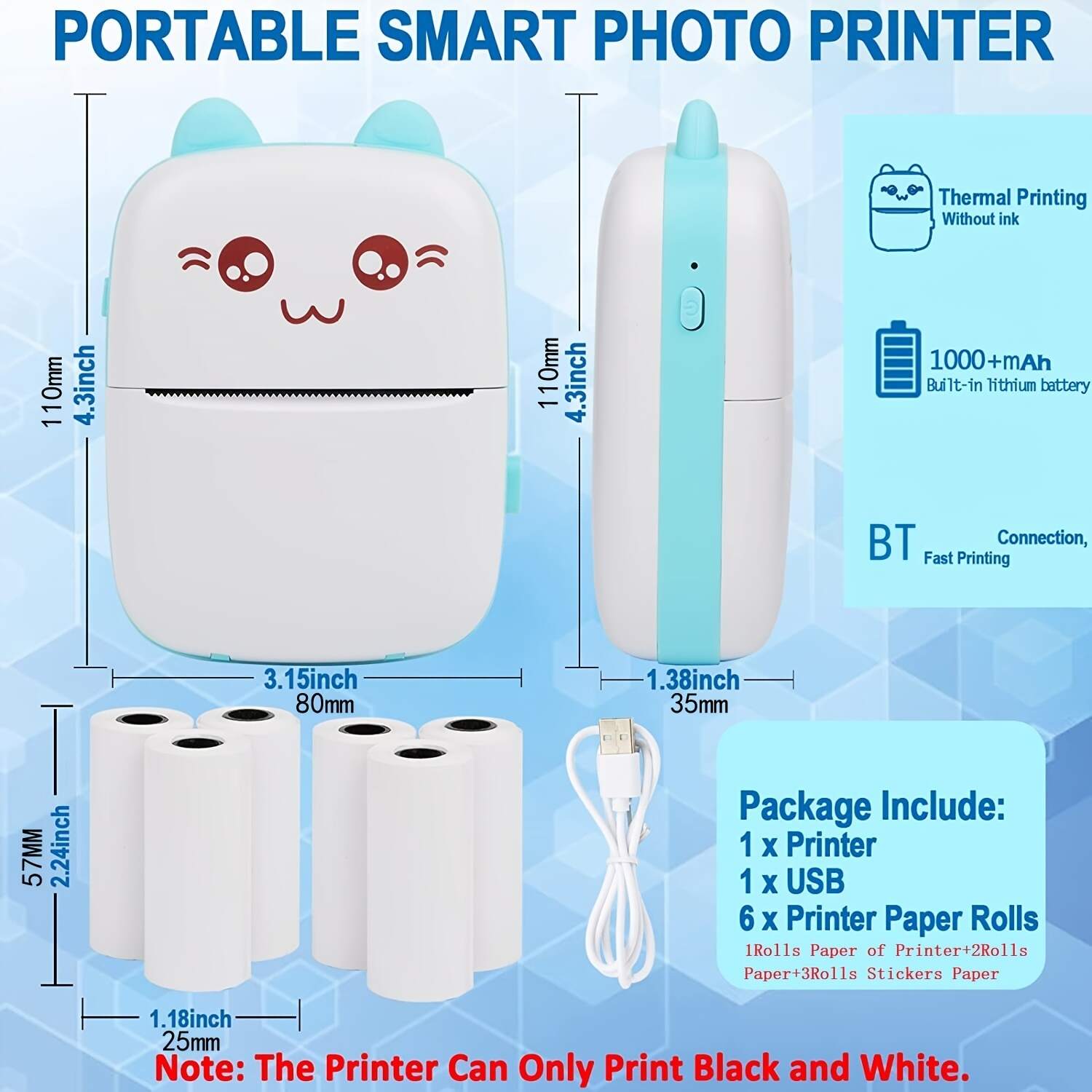 Portable Printer, Mini Pocket Wireless Thermal Printers