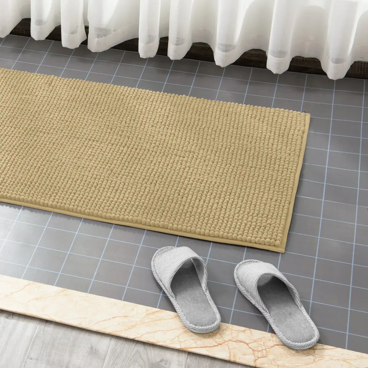 Subrtex Luxury Chenille Bath Rugs Soft Bathroom Mats