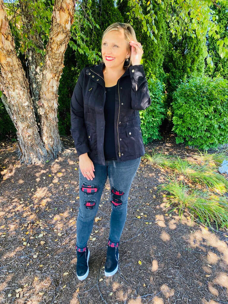 PLUS/REG Plaid is the New Black Skinny Jeans