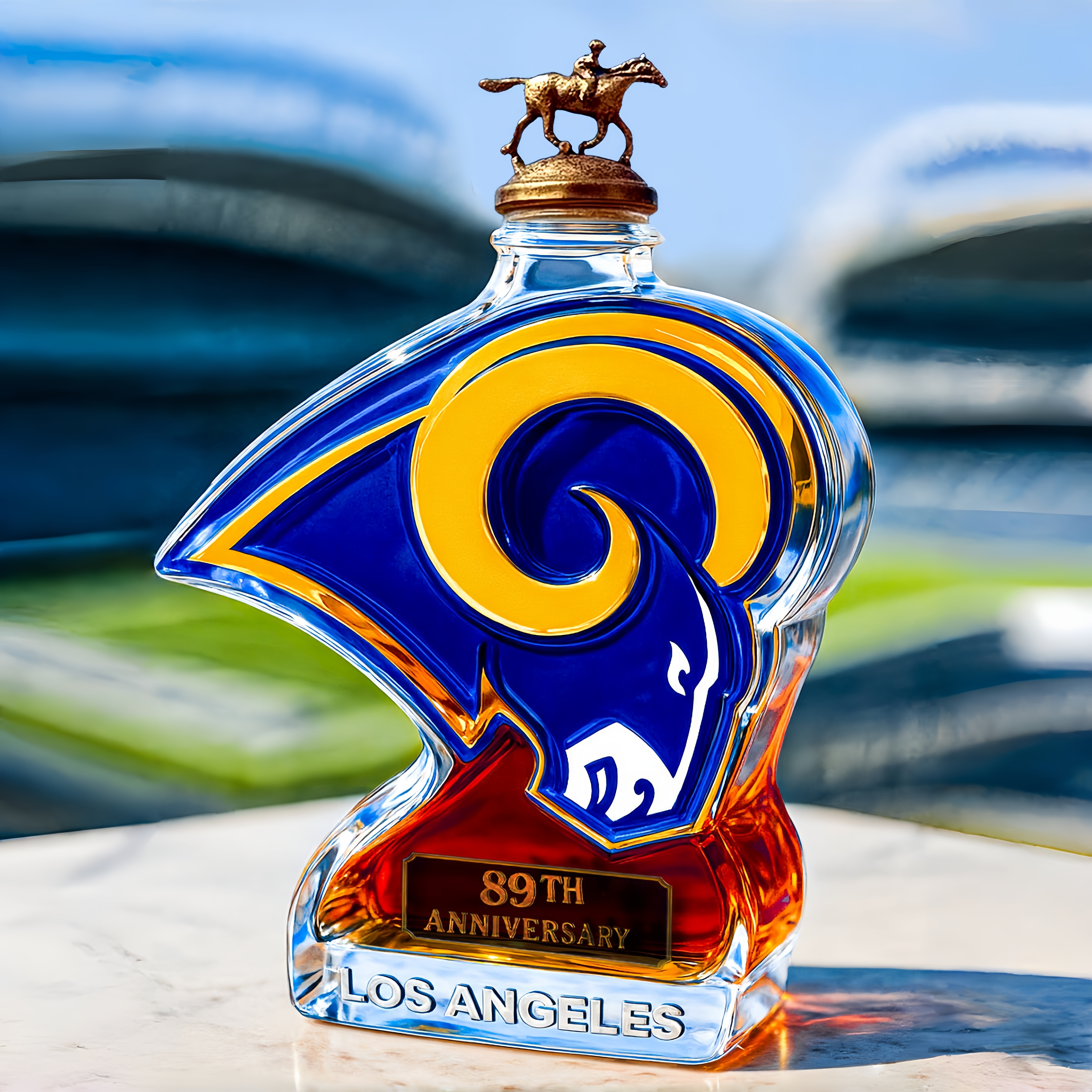 Los Angeles Rams 89th Anniversary Whiskey Bottle