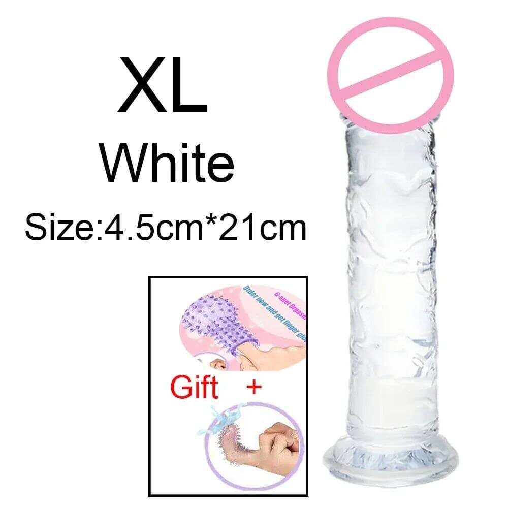 Transparent Jelly Dildo – Large Suction Cup Dildo in 5 Colors for Anal & Vaginal Play