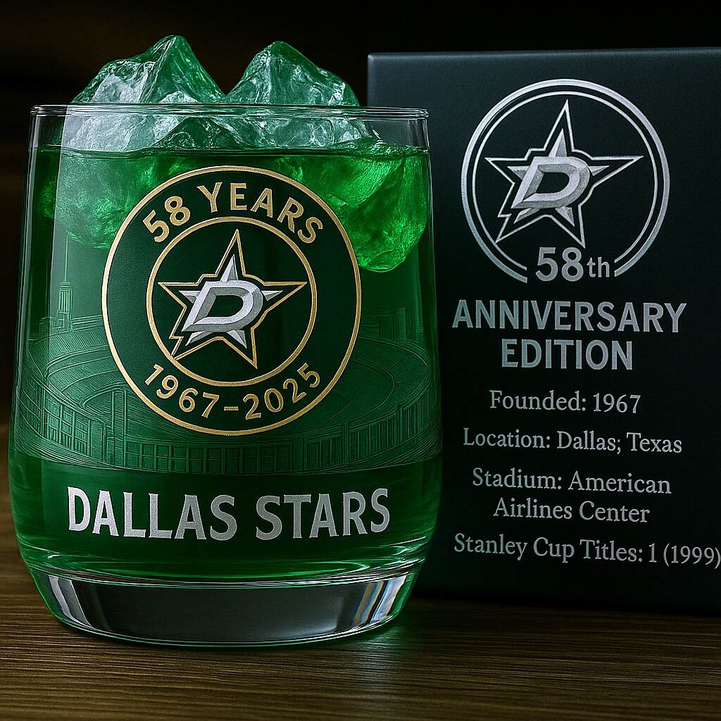 Dallas Stars 58th Anniversary Rocks Glass