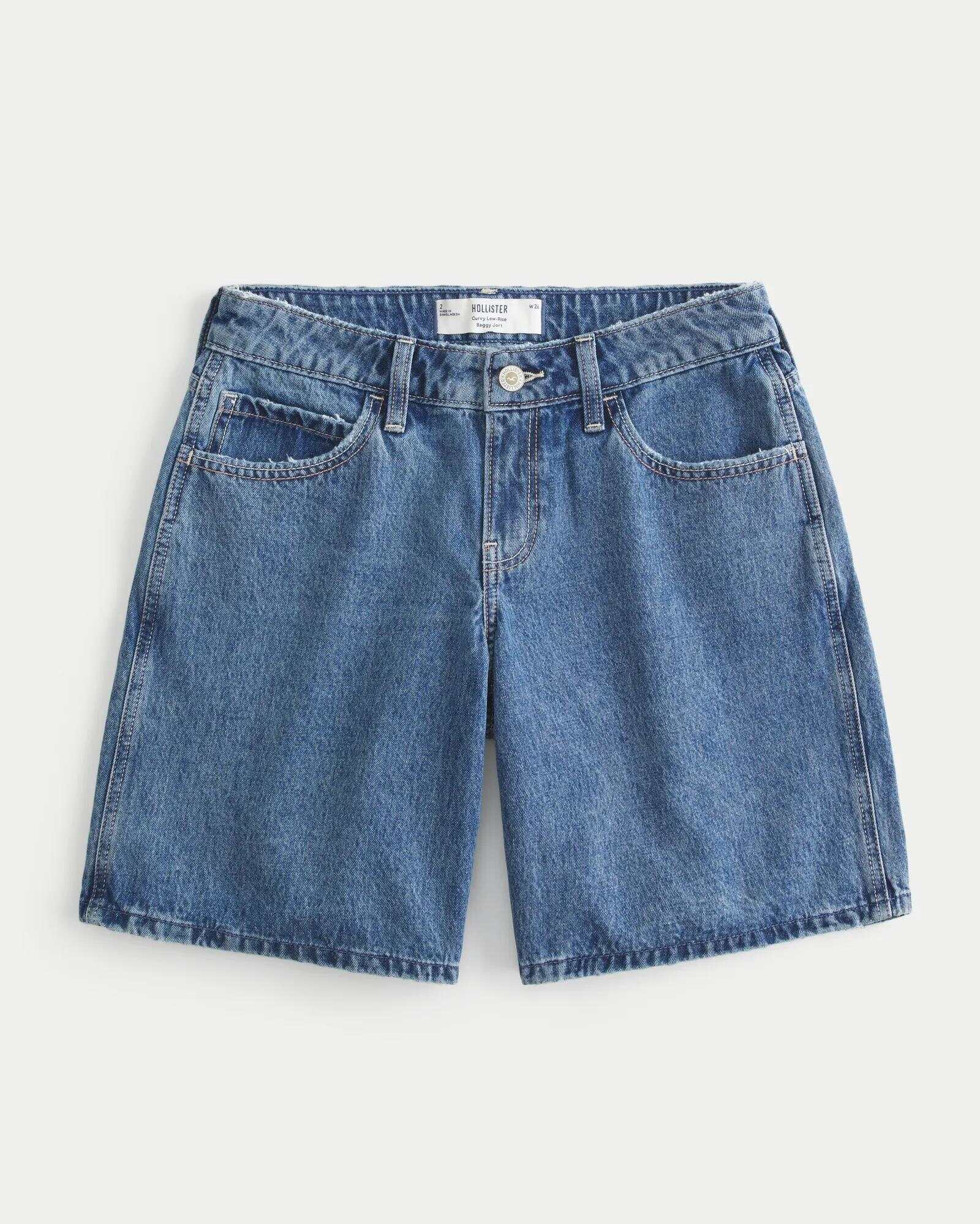 Curvy Low-Rise Washed Black Baggy Jort