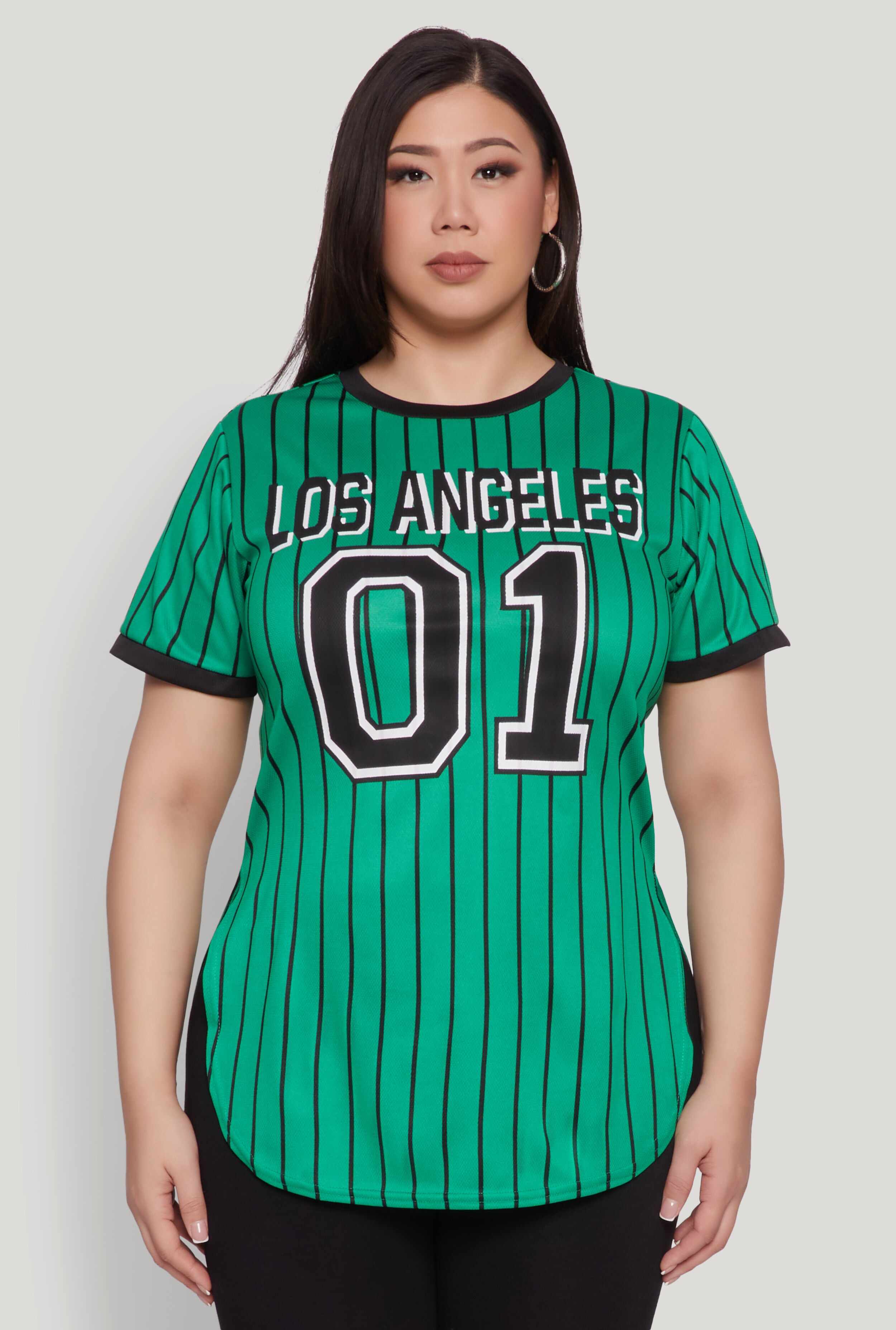 Plus Size Los Angeles 01 Pinstripe Baseball Jersey