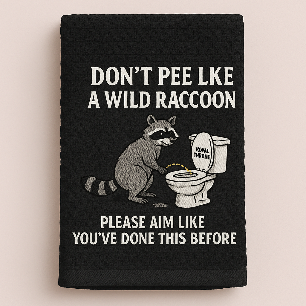 🦝🚽Wild Raccoon Bathroom Etiquette Towel