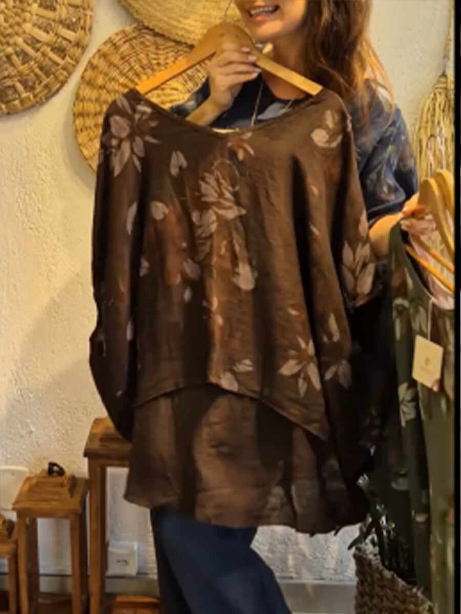 🔥Summer Arrivals🌟Casual Loose-fitting Floral Print Linen And Cotton Top
