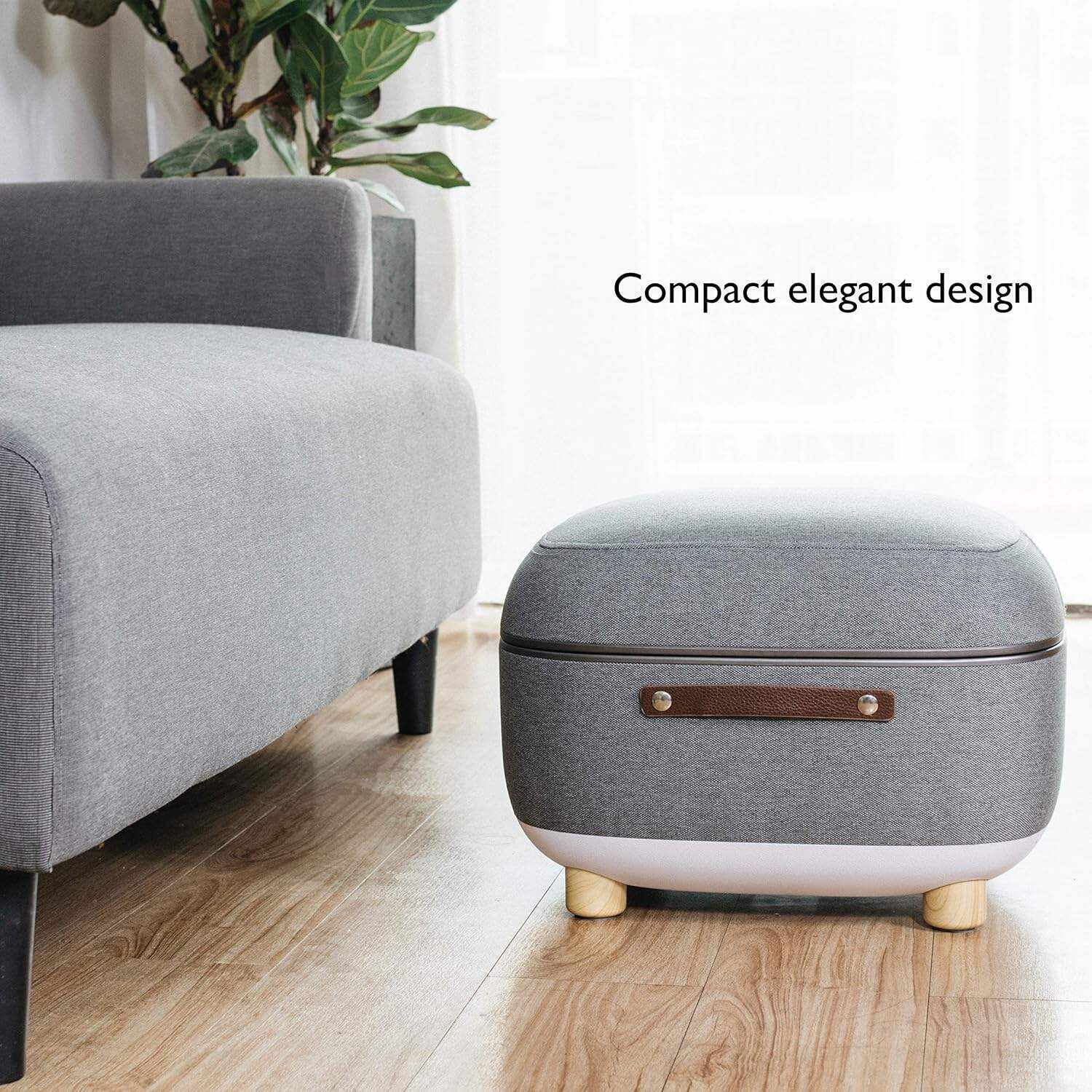 Simple Being Electric Foot Massager Ottoman with Heat, Shiatsu Massage with Storage Cover, Air Pressure, Vibration, Fits feet up to Men Size 12 (Black)