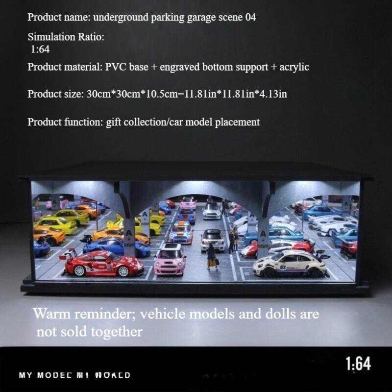 1:64 Scale Premium Parking Garage Diorama Display Case with LED Lighting – High-Transparency Dust-Proof Showcase for Diecast Cars