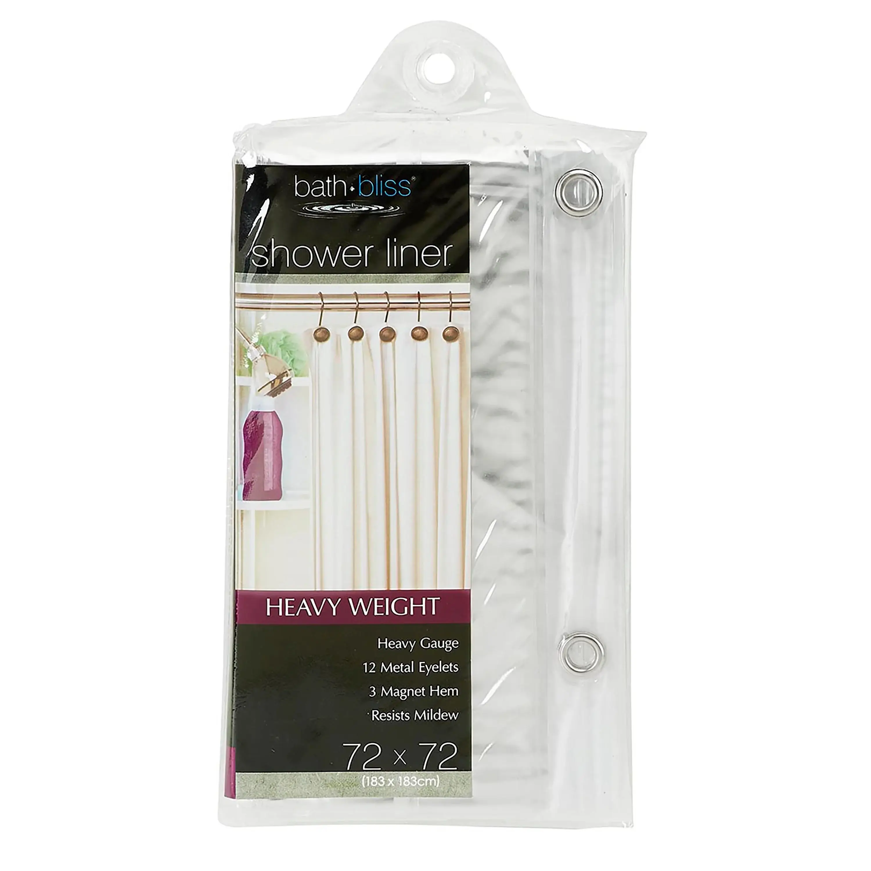Bath Bliss Heavy Grommet Clear Shower Liner
