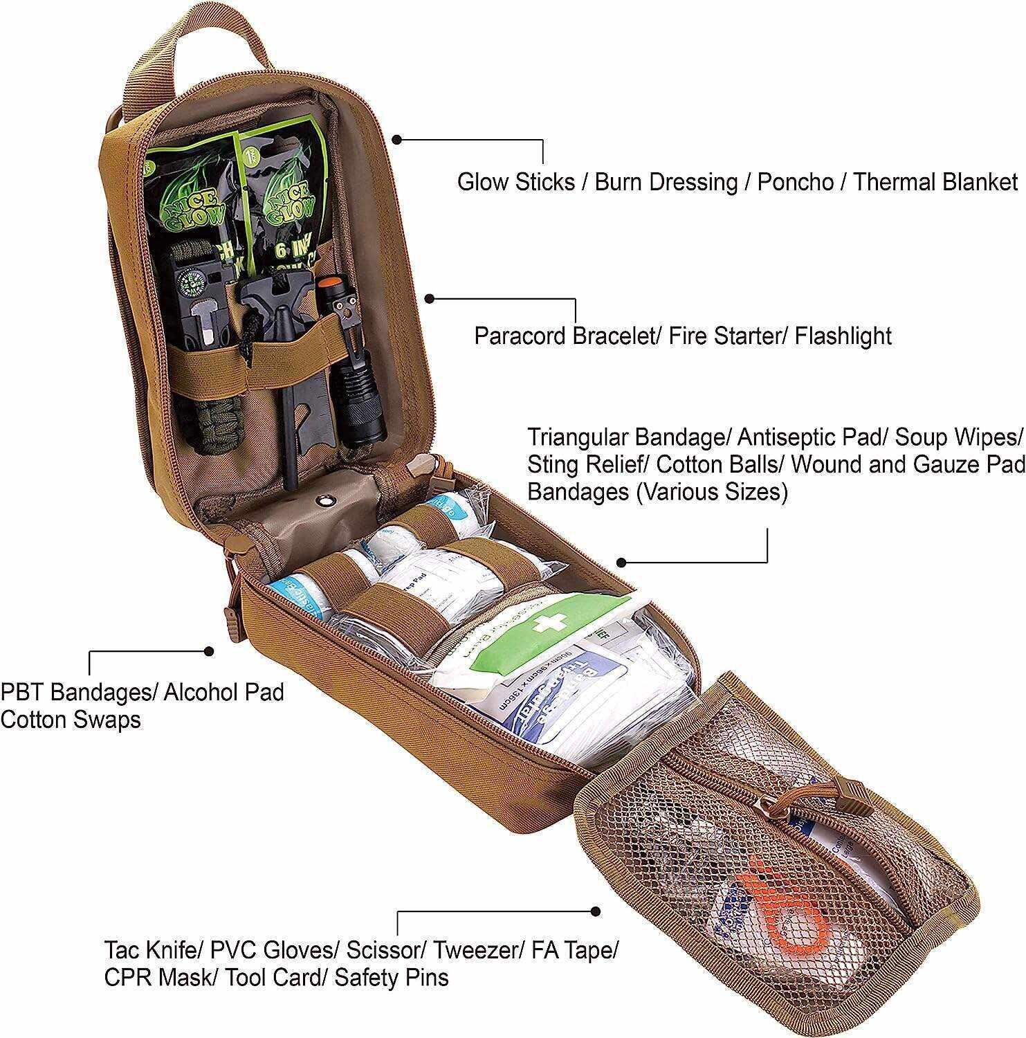 EVERLIT 250 Pieces Survival First Aid Kit IFAK EMT Molle Pouch Survival Kit Outdoor Gear Emergency Kits Trauma Bag for Camping Boat Hunting Hiking Home Car Earthquake and Adventures
