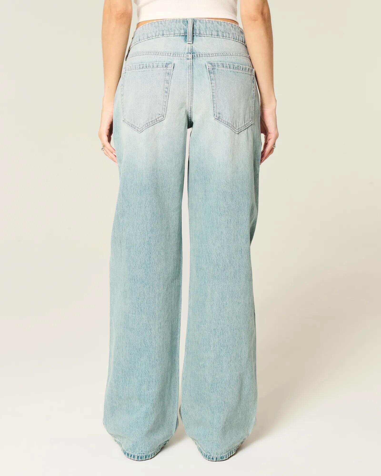 Low-Rise Dark Wash Baggy Jeans