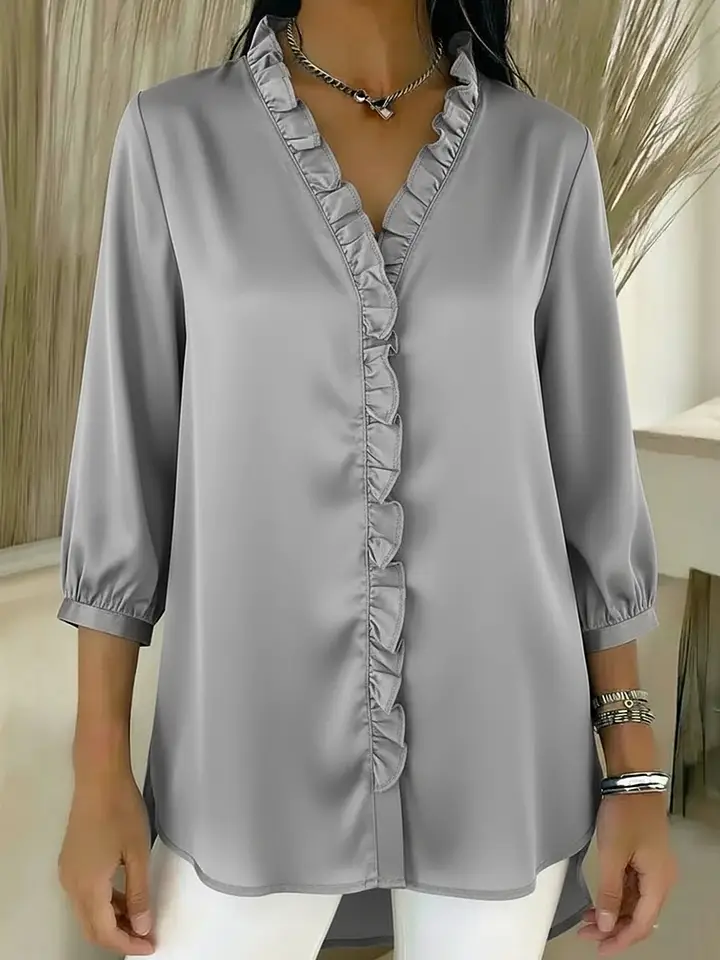 🔥Summer Arrivals🌟Elegant Ruffled Collar Satin Blouse