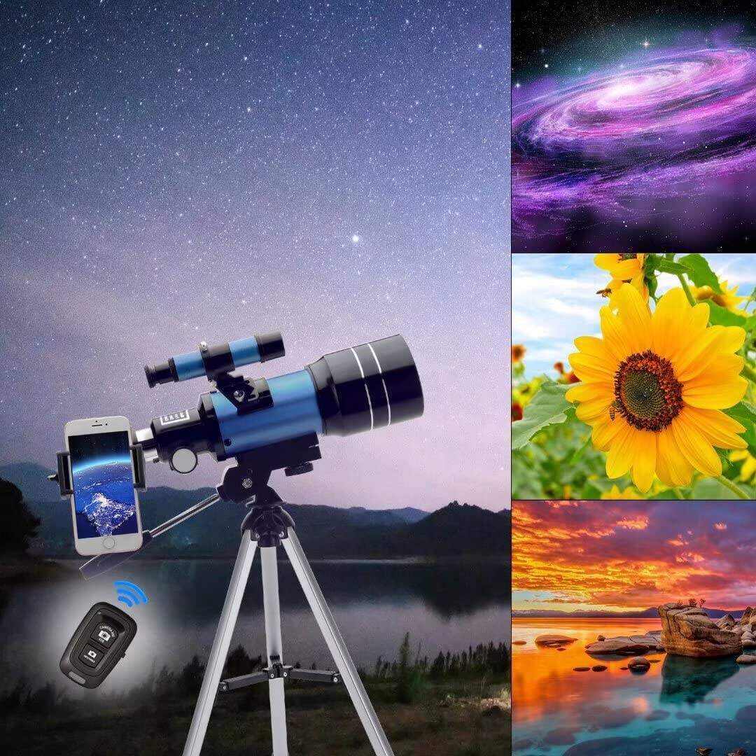 ToyerBee Telescope for Adults & Kids, 70mm Aperture (15X-150X) Portable Refractor Telescopes for Astronomy Beginners, 300mm Professional Travel Telescope with A Smartphone Adapter& A Wireless Remote