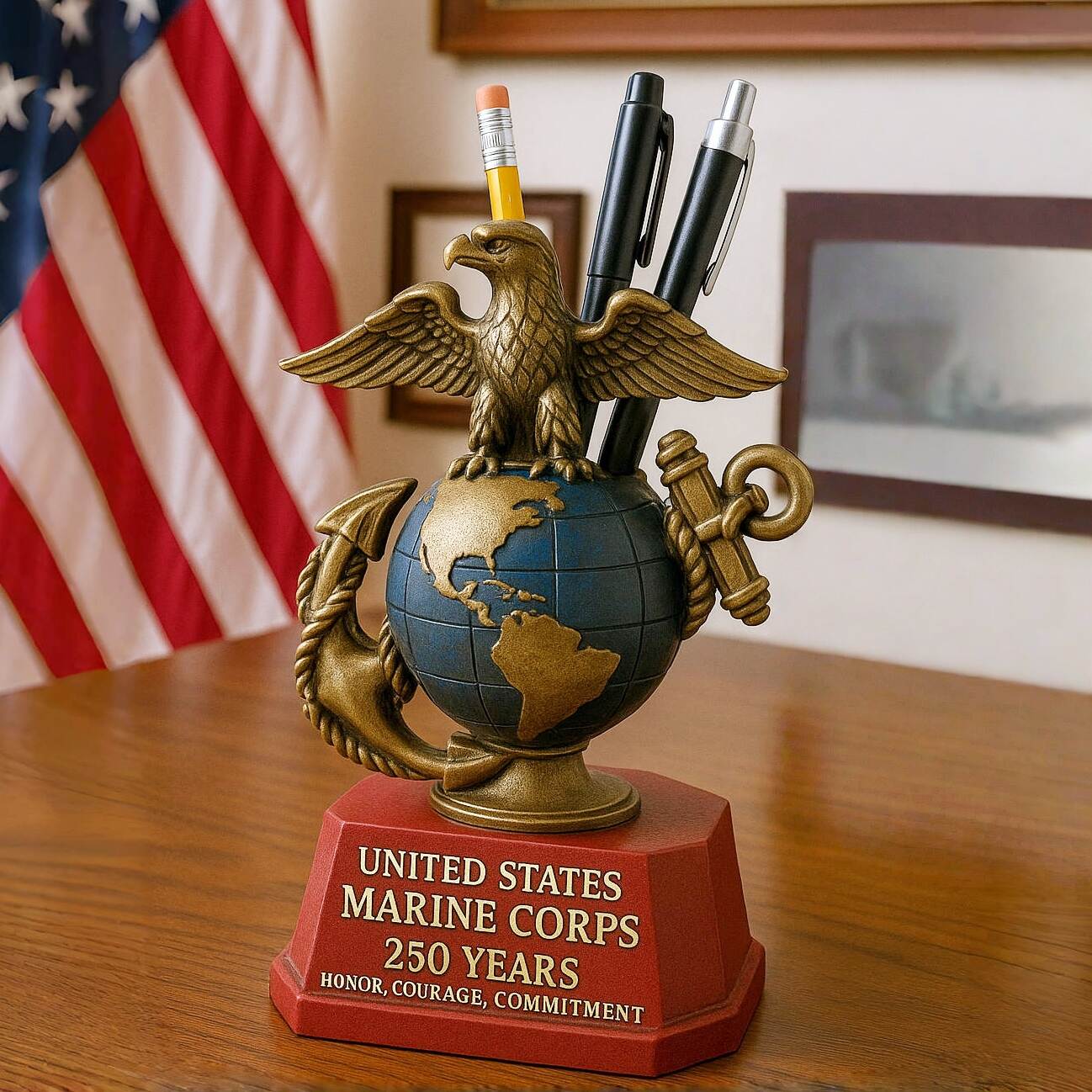 USMC 250th Anniversary Pen Holder