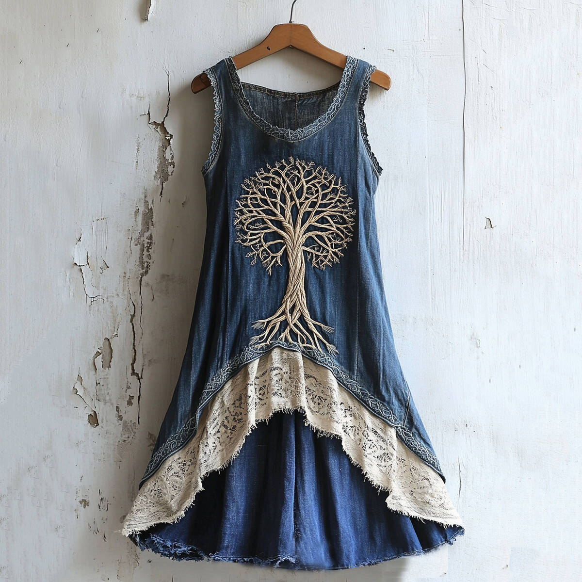 Women's Vintage Viking Tree Of Life Art Lace Tank Dress