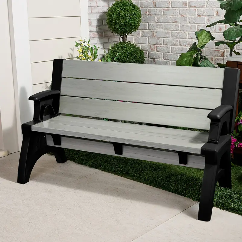 Gen II XL Convertible Outdoor Furniture, Multi-Function Bench Converts To Table, Modern Patio Stool Chair Set