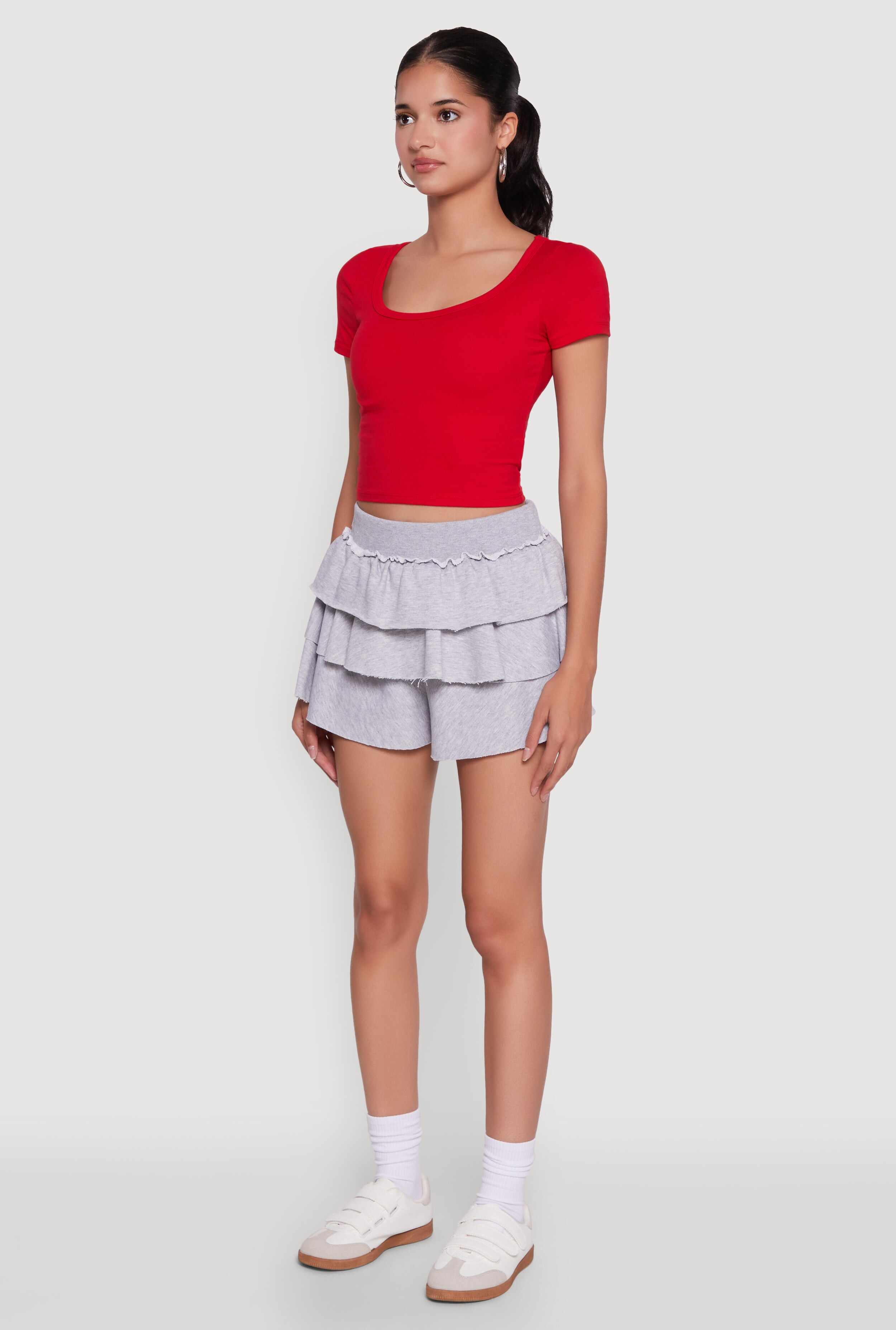Stylish Ruffled High Waist Tiered Shorts