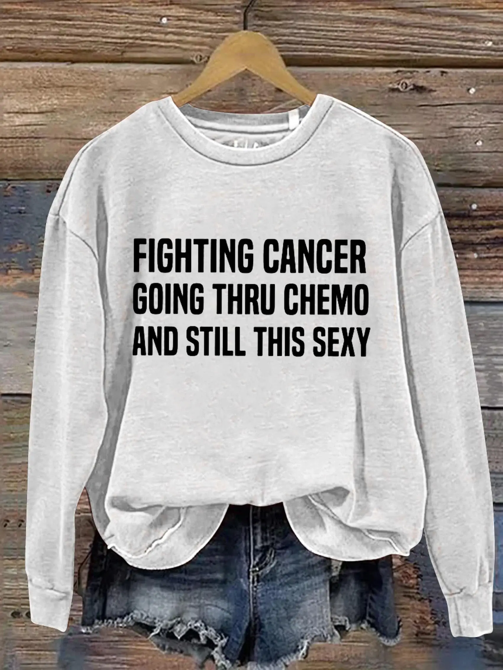 Fighting Cancer Art Print Pattern Casual Sweatshirt