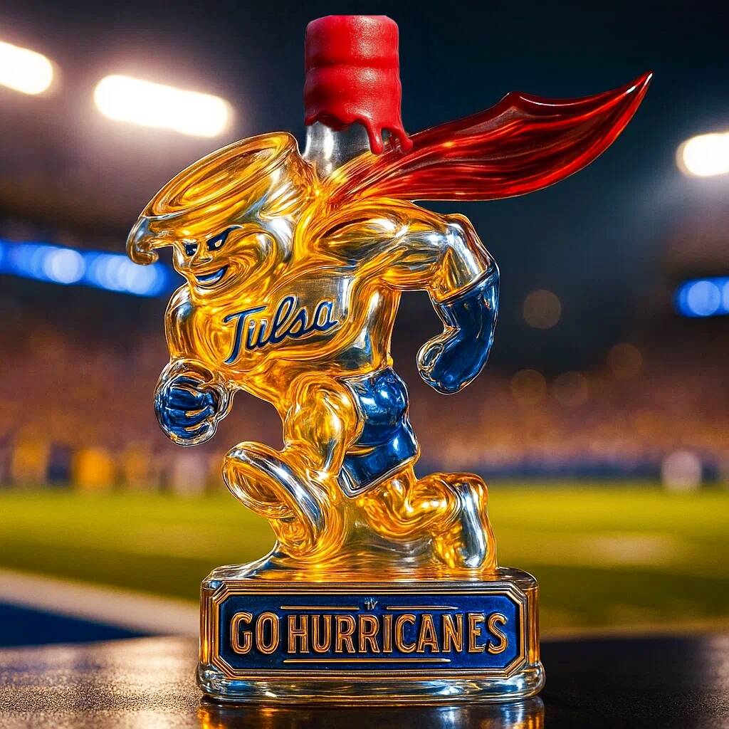 Tulsa Golden Hurricane Whiskey Bottle