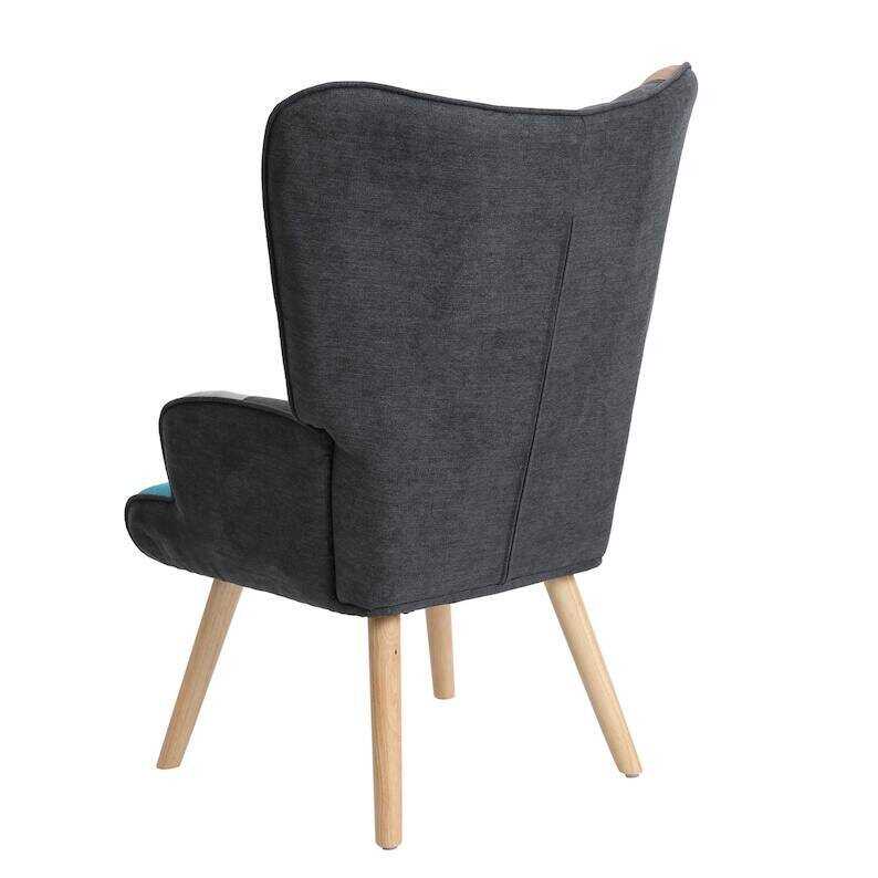 Aurelio Accent Chair with Ottoman, Living Room Chair and Ottoman Set, Comfy Side Armchair for Bedroom, Creative Splicing Cloth Surface
