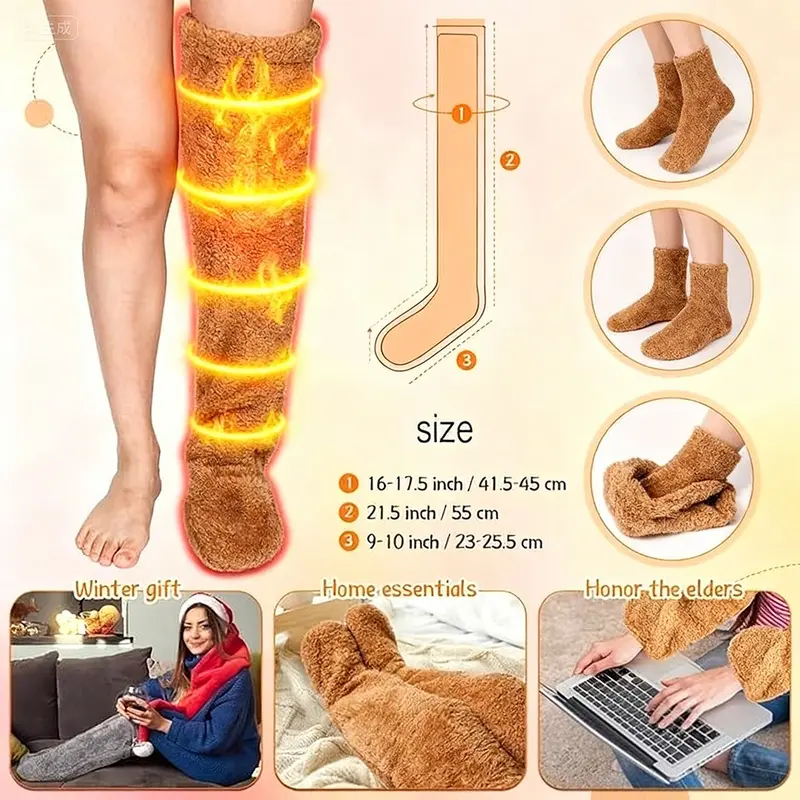🔥Hot Sale 59% OFF✨Over Knee High Fuzzy Long Socks Winter Warm Cold Leg Knee Joint Cold-proof Stockings Home Floor Sleeping Socks