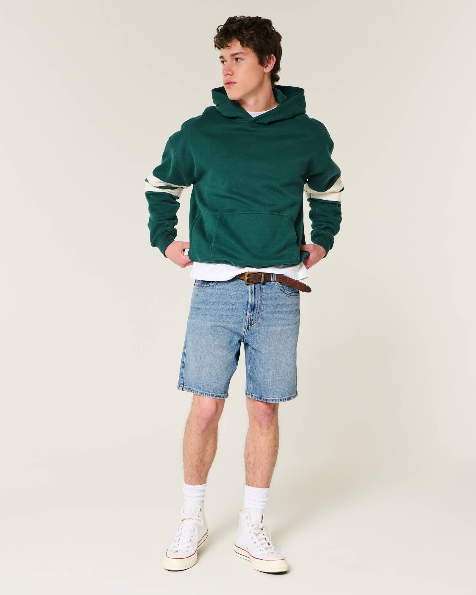 Above-the-Knee Loose Denim Shorts