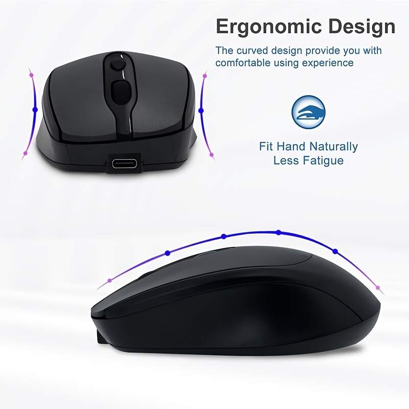 [Wireless Mouse] Rechargeable Wireless Mouse | Updated Small Ergonomic Mouse, 2.4G+Bt Dual-Mode Connection, with USB Receiver, Suitable for Pc Computers, Laptops And Desktops, with Silent Click Function
