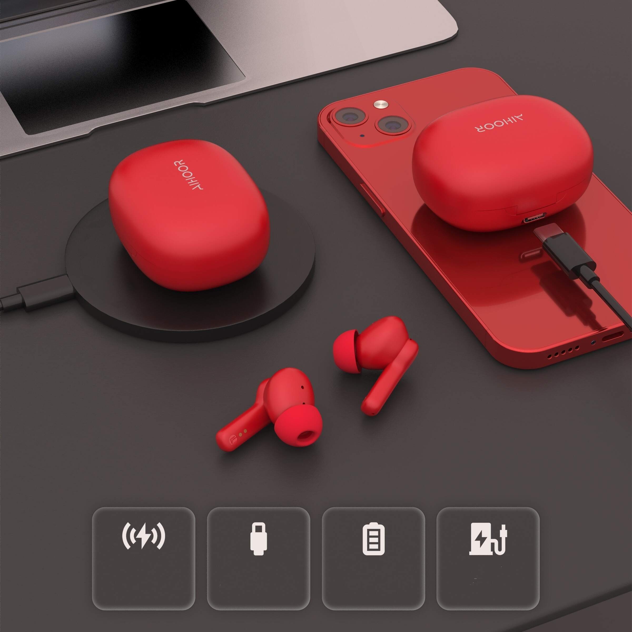 Hybrid Active Noise Cancelling Wireless Earbuds For IPhone & Android, Cordless Charging, 6 Mic Clear Phone Call, Bluetooth 5.1 In Ear Headphones With Deep Bass, Waterproof, Anti-scratch Case
