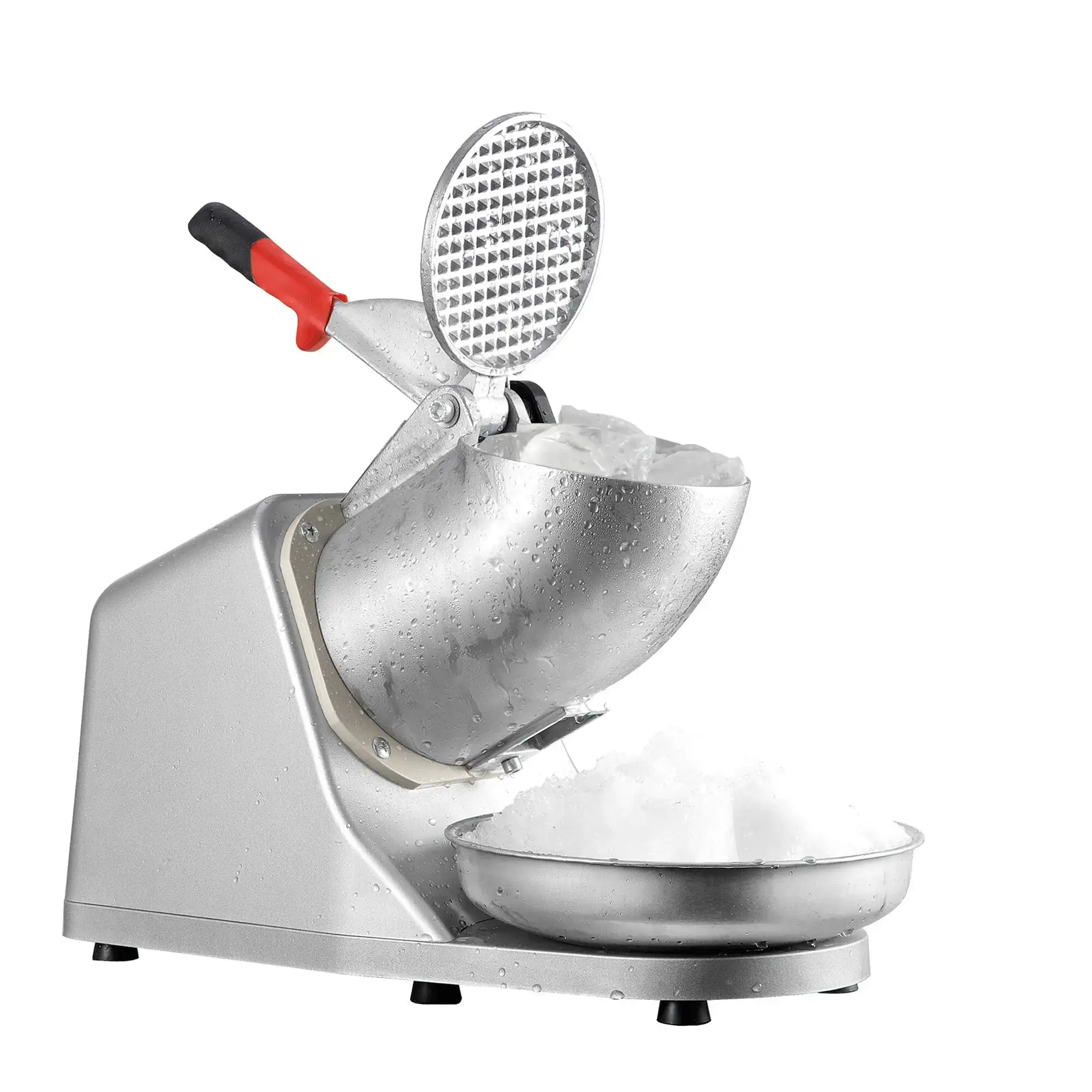 Commercial-Grade Shaved Ice Machine - Aluminium Home Ice Crusher, 143 lbs High-Output Slush Maker with Large Bowl, Waterproof Switch, Silver Kitchen Appliance